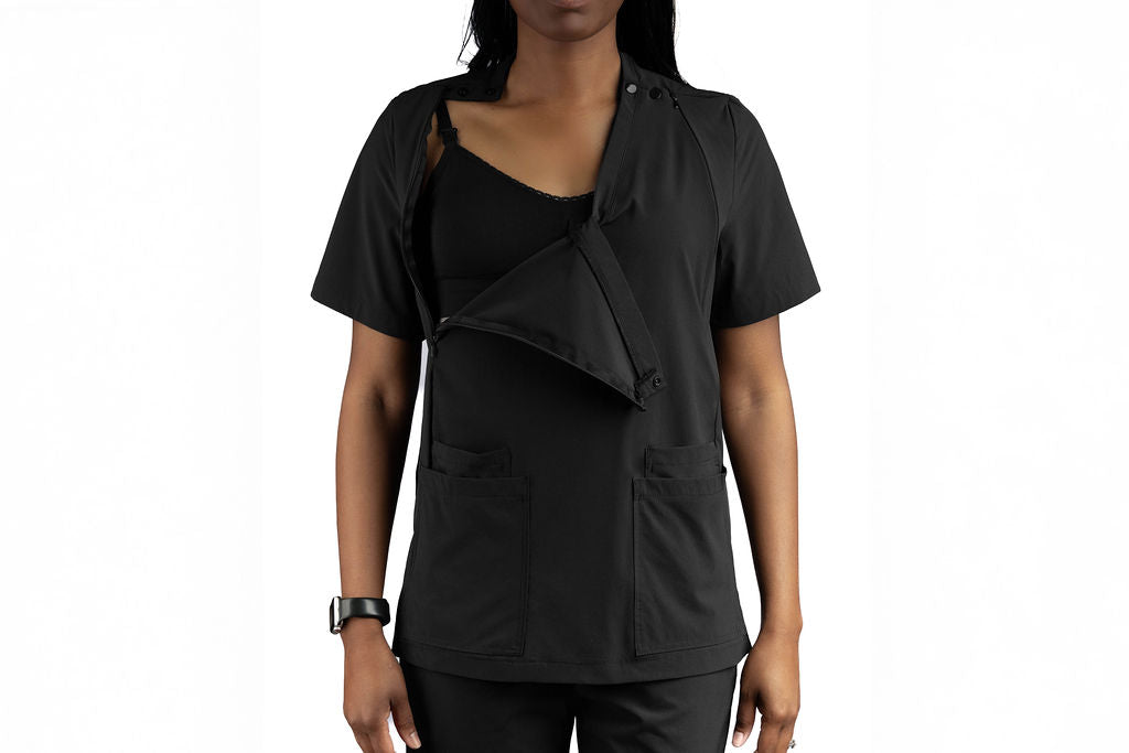Pump-Friendly Scrub Top for Breastfeeding Moms